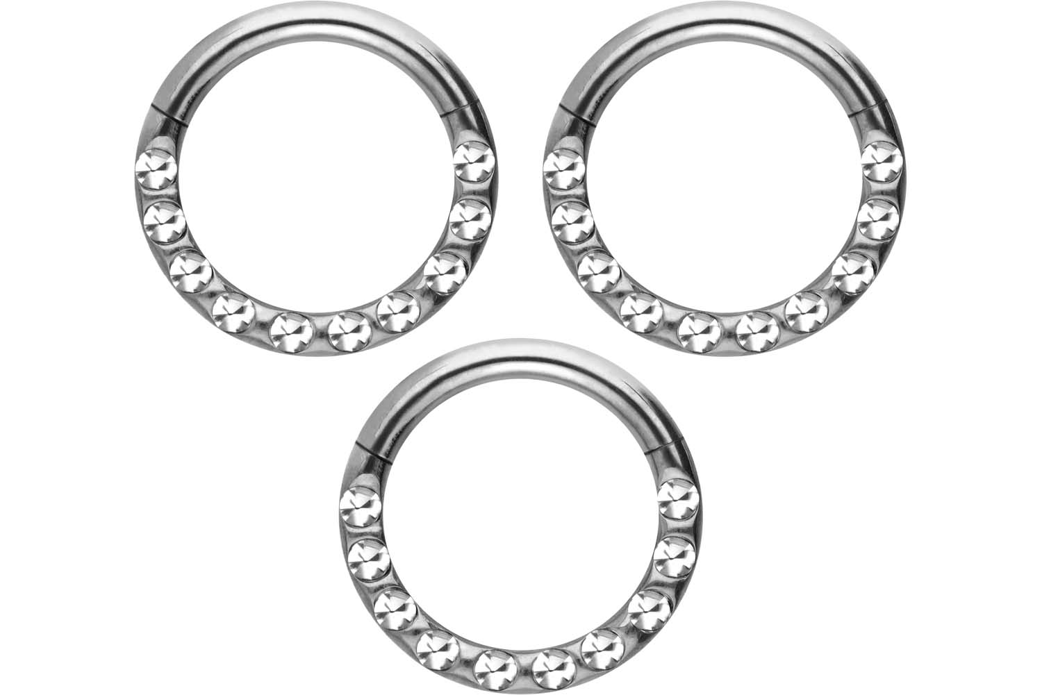 SET Chirurgenstahl Segmentring Clicker Piercing KRISTALLE + EPOXY